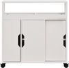 BAKAJI Badezimmerschrank mit Rollen Schrank Aufbewahrungswagen schmal platzsparend Mehrzweckschrank weiß, Holzwerkstoff, Standard Bild 5
