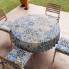 PETTI Artigiani Italiani - Schmutzabweisende runde Tischdecke aus Mikrofaser (Durchmesser 180 cm), Küchentischabdeckung für runden Tisch, Design Vietri 02, Blau, 100% Made in Italy Bild 3
