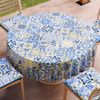 PETTI Artigiani Italiani - Schmutzabweisende runde Tischdecke aus Mikrofaser (Durchmesser 180 cm), Küchentischabdeckung für runden Tisch, Design Vietri 02, Blau, 100% Made in Italy Bild 2