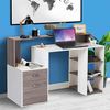 BAKAJI Schreibtisch mit Schublade und Möbel, Arbeitstisch, PC-Tür, aus Melaminholz, Dekoration für Zuhause, Büro, Kinderzimmer (Grau Eiche) Bild 2