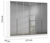 Rauch Möbel Skyla, Kleiderschrank für Schlafzimmer, Kinderzimmer, Jugendzimmer, Garderobe, Flur, 6-türig mit Grauspiegel, Griffstangen Grau metallic, Schwarz, Farbe Weiß, Maße 271 x 210 x 54 cm Bild 2