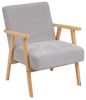 DRW Vintage-Sessel aus Chenille-Stoff und Holz in Grau und Natur Bild 1