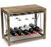 DanDiBo Weinregal Holz Braun mit Ablage 47 cm Flaschenregal mit Glashalter 9202-R Flaschenhalter Weinschrank Regal stehend Bild 2