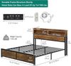 YITAHOME Bettrahmen, LED mit Kopfteil, USB-Anschlüssen und Ladeanschlüssen, Metall-Plattform-Bettrahmen mit 2 Ablagen, kein Boxspringbett erforderlich, Super-King-Size-Größe, Holzfarbe Bild 2