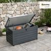 Outsunny Gartenbox mit Griffen Rollen Schloss (311 Liter Auflagenbox, 1 St, Wasserdicht Abschließbar Gartentruhe), für Garten Balkon 120 x 62cm Dunkelgrau Bild 2