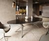 Esstisch Edge Oval 280x130 Reliefglas Rauchschwarz 3D-Design Zenthara kantig Metall Effektfinish Titan Bild 2