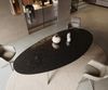 Esstisch Edge Oval 280x130 Reliefglas Rauchschwarz 3D-Design Zenthara kantig Metall Effektfinish Titan Bild 5