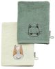Sterntaler Waschlappen 2er Pack Bauernhof - Frottee Babywaschhandschuh aus saugfähiger, weicher Baumwolle, sorgt für Spaß beim Baden und Duschen - Baby und Kinder Waschlappen, steingrün Bild 1