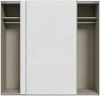 Forte SOPHISTISPACE Kleiderschrank 220, moderner Schwebetürenschrank, 2-türig, Einlegeböden, Kleiderstange, Holzwerkstoff, Weiß/Weiß Glanz, 220,1 cm breit x 210,5 cm hoch x 62,9 cm tief Bild 5