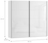 Forte SOPHISTISPACE Kleiderschrank 220, moderner Schwebetürenschrank, 2-türig, Einlegeböden, Kleiderstange, Holzwerkstoff, Weiß/Weiß Glanz, 220,1 cm breit x 210,5 cm hoch x 62,9 cm tief Bild 3
