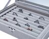 Yudu Aufbewahrungsbox Schmucktablett Schmucklade Schmuckkästchen mit Glasdeckel grau Bild 2