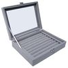 Yudu Aufbewahrungsbox Schmucktablett Schmucklade Schmuckkästchen mit Glasdeckel grau Bild 3