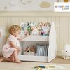 AIYAPLAY Spielzeugtruhe mit Rädern, 4 Regalen (Kinderregal, 1 St, 2-stöckiges Spielzeugregal), für Kinderzimmer, Spielzimmer, Wohnzimmer, 54 x 50 x 56 cm, Weiß Bild 2