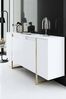Dmora - Kommode Betel, Wohnzimmerbuffet, Wohnzimmer-Sideboard, Moderne Küchen-Speisekammer, 160x35h80 cm, Weiß und Gold Bild 4