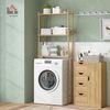 HOMCOM Badregal mit Umkippschutz, platzsparend, 3 Ebenen Toilettenregal 1-tlg, für Waschküche, Land Stil, Naturholz Bild 2