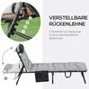 Outsunny Gartenliege mit Tasche, Verstellbares Klappbett mit Kopfkissen für Garten, Balkon, Campingbett, 1 St, Feldbett, Hellgrau, Stahl, Polyester, 58 x 189 x 32,5cm Bild 3