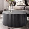 FINEBUY Couchtisch FB92224 (67x67x31 cm, Sofatisch Rund Schwarz, Wellenmuster), Wohnzimmertisch Kaffeetisch Eisen Modern Bild 2