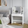 WOLTU Schminktisch mit LED-Beleuchtung, Einstellbarer Helligkeit, 2 USB-Ports, Frisiertisch Kosmetiktisch mit Spiegel, 2 Schubladen, 4 offene Ablagen, Make-up Tisch für Schlafzimmer, Weiß MB6112ws Bild 2