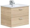 Dmora - Badezimmermöbel Maltby, Badezimmerschrank, Mehrzweckschrank, Hängeschrank mit Spiegel, 60x45 h50 cm, Eiche Bild 2