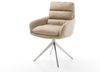Drehstuhl Abelia-Flex mit Armlehnen Mikrofaser Beige Vintage Kreuzgestell breit Edelstahl 360° drehbar Wippfunktion Bild 3