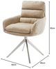 Drehstuhl Abelia-Flex mit Armlehnen Mikrofaser Beige Vintage Kreuzgestell breit Edelstahl 360° drehbar Wippfunktion Bild 2