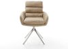 Drehstuhl Abelia-Flex mit Armlehnen Mikrofaser Beige Vintage Kreuzgestell breit Edelstahl 360° drehbar Wippfunktion Bild 4