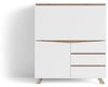 byLIVING Sekretär VALENTIN / Sekretär matt weiß mit Absetzung in Eiche-Optik / Office-Schrank mit 1 Tür und 3 Schubkästen / Scandi-Style / Grifflos / B 120, H 127, T 38 cm Bild 4