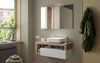 Robas Lund Hamburg Waschtisch, Modern, Badezimmer, 110 x 61 x 49 cm, Weiß Hochglanz/Eiche Cadiz, Melamin-Holzwerkstoff, Keramik-Waschbecken, Hängend Bild 3