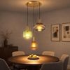 LED Hängeleuchte, 3-flammig, Glas, rauch-grün-coffee, H 130 cm Bild 2