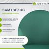 Juskys Esszimmerstuhl Tarje – Gepolsterter Loungesessel mit Armlehne & kratzfesten Beinen aus Metall – Moderner Polsterstuhl mit Samtbezug in Grün Bild 5