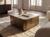 FINEBUY Couchtisch FB116592 Sofatisch Marmor Wohnzimmertisch 60cm Beistelltisch Handmade (Quadratischer Kubus in antiker Goldoptik), Massive Tischplatte aus edlem weißem Marmor Bild 5