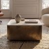 FINEBUY Couchtisch FB116592 Sofatisch Marmor Wohnzimmertisch 60cm Beistelltisch Handmade (Quadratischer Kubus in antiker Goldoptik), Massive Tischplatte aus edlem weißem Marmor Bild 2