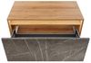 LANZET DUNE Waschbeckenunterschrank 100,3 cm breit, Braun hell/Marmor Grau, inkl. LED Beleuchtung Bild 4