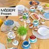 Kaffeetassen Set mit Untertassen für 4 Personen aus schöner Keramik, Cappuccinotassen mit gesprenkelter Glasur, organische Formen im Vintage Look; Blau Bild 5