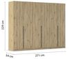 Rauch Möbel Alabama, Kleiderschrank, Garderobenschrank, 6-türig, Zubehör Classic, 3 Kleiderstangen, 9 Einlegeböden, Farbe Eiche Artisan, Holz, Griff Grau metallic, 271 x 229 x 54 cm Bild 3