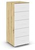 rauch Aditio Box, Kommode, 5 Schubladen, mit Softclose-Funktion, Farbe Weiß/Eiche Artisan, BxHxT 40x100x42cm