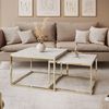 Lookway Couchtisch YOSHI LEVANTO 2in1 mit Goldenem Chromgestell (2er-Set), Breite: Breite: 70 cm und 60 cm Bild 2