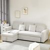 HOMCOM Ecksofa mit Bettfunktion, Stauraum, 2 Kissen, L-Form, Eckcouch aus Leinenstoff 1 Teile, für Wohnzimmer, 225 x 140 x 88 cm, Cremeweiß Bild 2