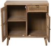DRW Eingangstisch mit 2 Türen und 1 Schublade aus MDF Natur, 80 x 40 x 81 cm, Höhe: 16 cm, Natürlich, Holz und Rattan, estandar Bild 2