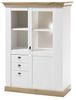 Landhaus Highboard Vitrine LINARES-61 in Pinie weiß / Wotan Eiche Nb. inkl. LED - B/H/T ca. : 102/139/44 cm Bild 4
