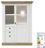 Landhaus Highboard Vitrine LINARES-61 in Pinie weiß / Wotan Eiche Nb. inkl. LED - B/H/T ca. : 102/139/44 cm Bild 3