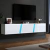 Ball & Cast TV Lowboard Hängend mit 5 Staufächern, Sideboard Wohnzimmer TV mit integrierter Beleuchtung, 180 x 35 x 30 cm, Weiß Bild 3