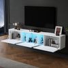 Ball & Cast TV Lowboard Hängend mit 5 Staufächern, Sideboard Wohnzimmer TV mit integrierter Beleuchtung, 180 x 35 x 30 cm, Weiß Bild 4