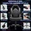 DUMOS Gaming Stuhl - Ergonomischer Gaming Sessel, Verstellbarer Drehbarer Gamingstuhl aus PU-Leder mit klappbaren Armlehnen, Geeignet für Zuhause, Büros usw(Schwarz-Grau) Bild 4
