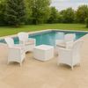 Dmora - Outdoor Lounge Set Anagni, Outdoor oder Indoor Lounge Set, 4 Sessel mit Armlehnen und einem Ablagetisch, Made in Italy, Weiß Bild 2
