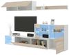 Dmora - Wohnwand Adams, Modulares Eck-Wohnzimmerset, Multipositions-Wohnzimmermöbel mit LED-Licht, 260x41h180 cm, Eiche und Weiß Bild 3
