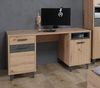 FORTE Raven Schreibtisch mit 1 Schublade und 2 Türen, Holzwerkstoff, Betonoptik Dunkelgrau/Artisan Eiche, B x H x T: 150 x 74 x 60 cm Bild 2