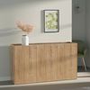 Muebles Pitarch | Sideboard für Wohn- und Esszimmer, Buffet, Beistellschrank, 3 Türen, Schwarz und Eiche Gold, Siebdruckstreifen, 80 x 140 x 40 cm, Speisekammer, Küche, Büro, Modern, Modell Irati Bild 2
