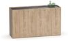 Muebles Pitarch | Sideboard für Wohn- und Esszimmer, Buffet, Beistellschrank, 3 Türen, Schwarz und Eiche Gold, Siebdruckstreifen, 80 x 140 x 40 cm, Speisekammer, Küche, Büro, Modern, Modell Irati Bild 3