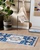 Teppich blau beige orientalisches Muster 60 x 200 cm Kurzflor PARVAKADLI Bild 2